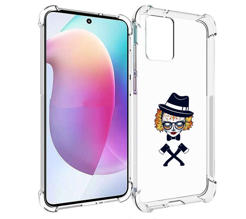 

Чехол MyPads девушка в маске с топорами рисунок для Motorola Edge 30 Neo, Прозрачный, Tocco