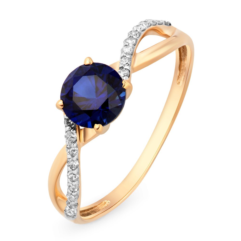 

Кольцо женское из красного золота с сапфиром, бриллиантом 585Gold 101009635, р, 101009635