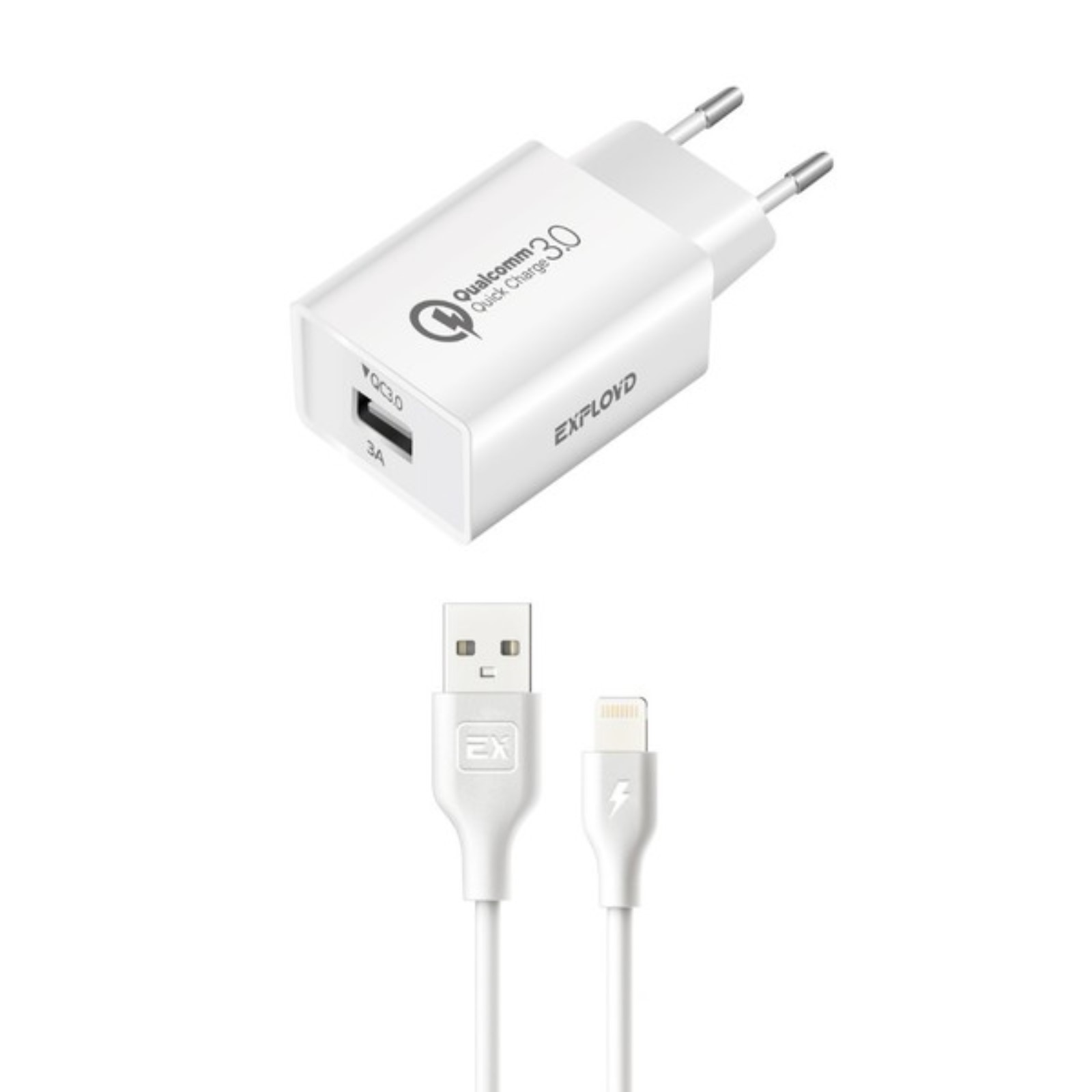 

Сетевое зарядное устройство Exployd Shaft lightning - usb 1xUSB 24 А белый