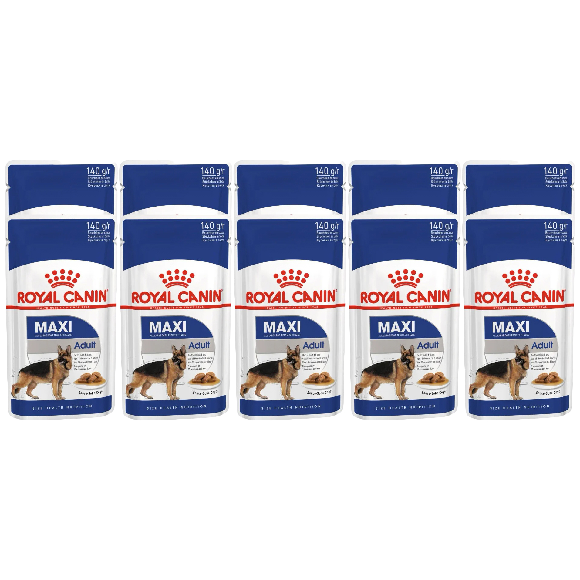 Влажный корм для собак Royal Canin Maxi Adult, для крупных пород, в соусе 10шт по 140 г