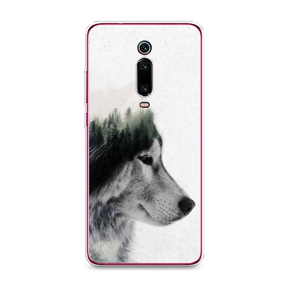 

Чехол на Xiaomi Redmi K20 "Волк лес", Серый;белый, 35650-1