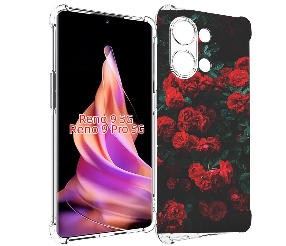 

Чехол MyPads розы-в-листьях для Oppo Reno 9/Reno 9 Pro, Прозрачный, Tocco
