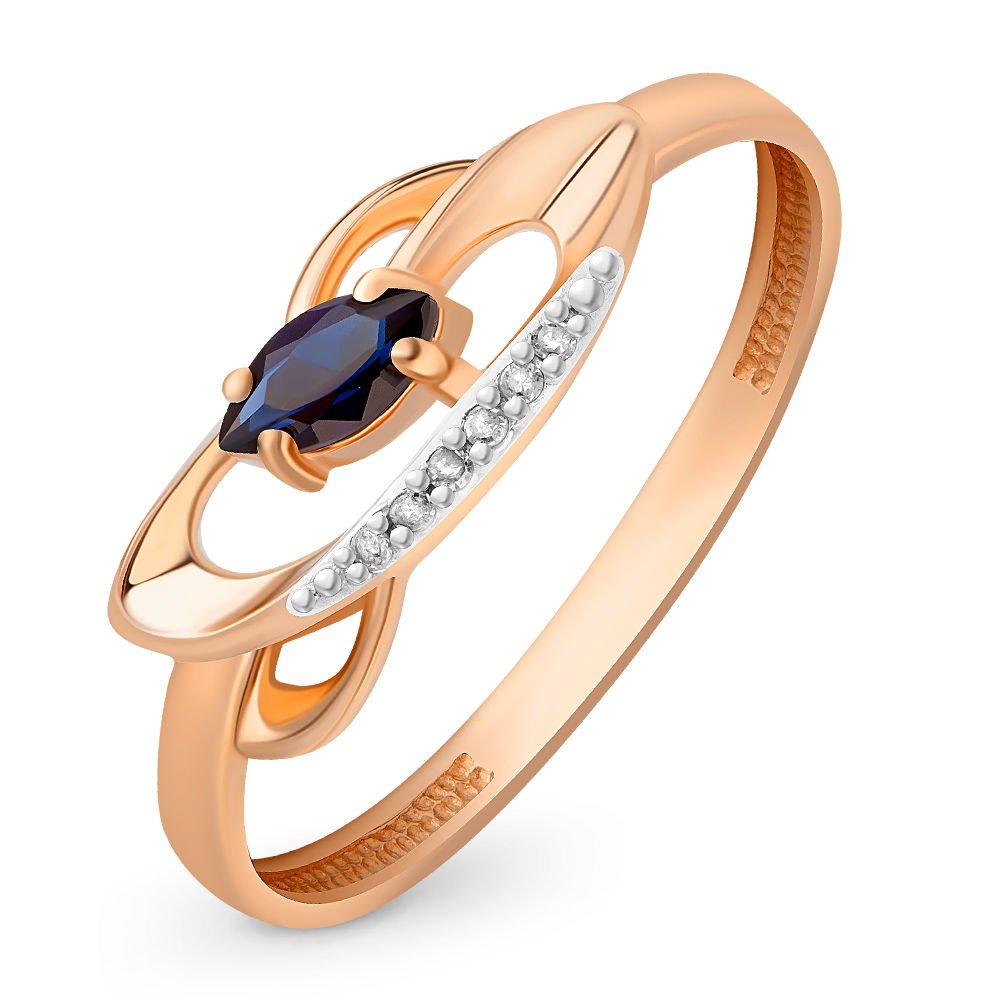 

Кольцо женское из красного золота с сапфиром, бриллиантом 585Gold 101008514, р, 101008514