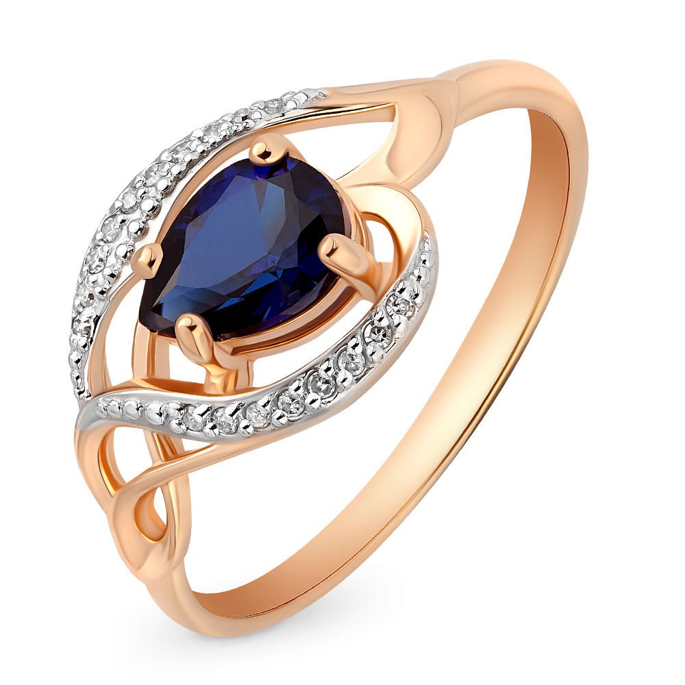 

Кольцо женское из красного золота с сапфиром, бриллиантом 585Gold 101008512, р, 101008512