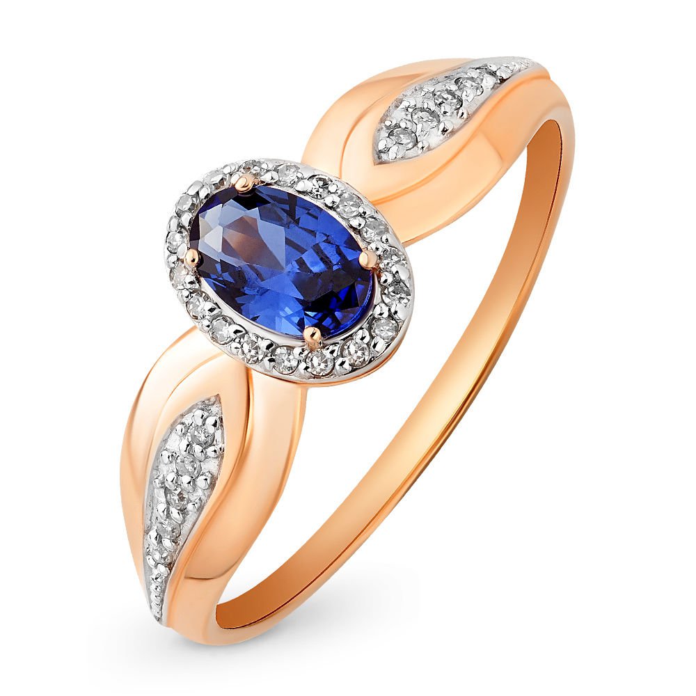 

Кольцо женское из красного золота с сапфиром, бриллиантом 585Gold 101008505, р. 18,5, 101008505