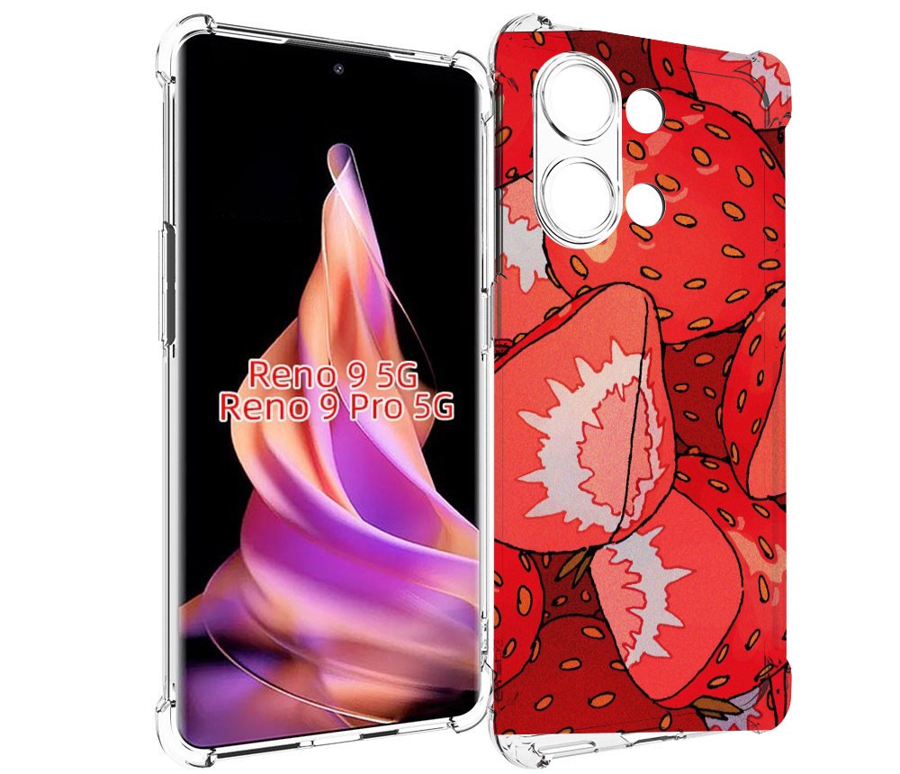 

Чехол MyPads рисованная-клубника для Oppo Reno 9/Reno 9 Pro, Прозрачный, Tocco