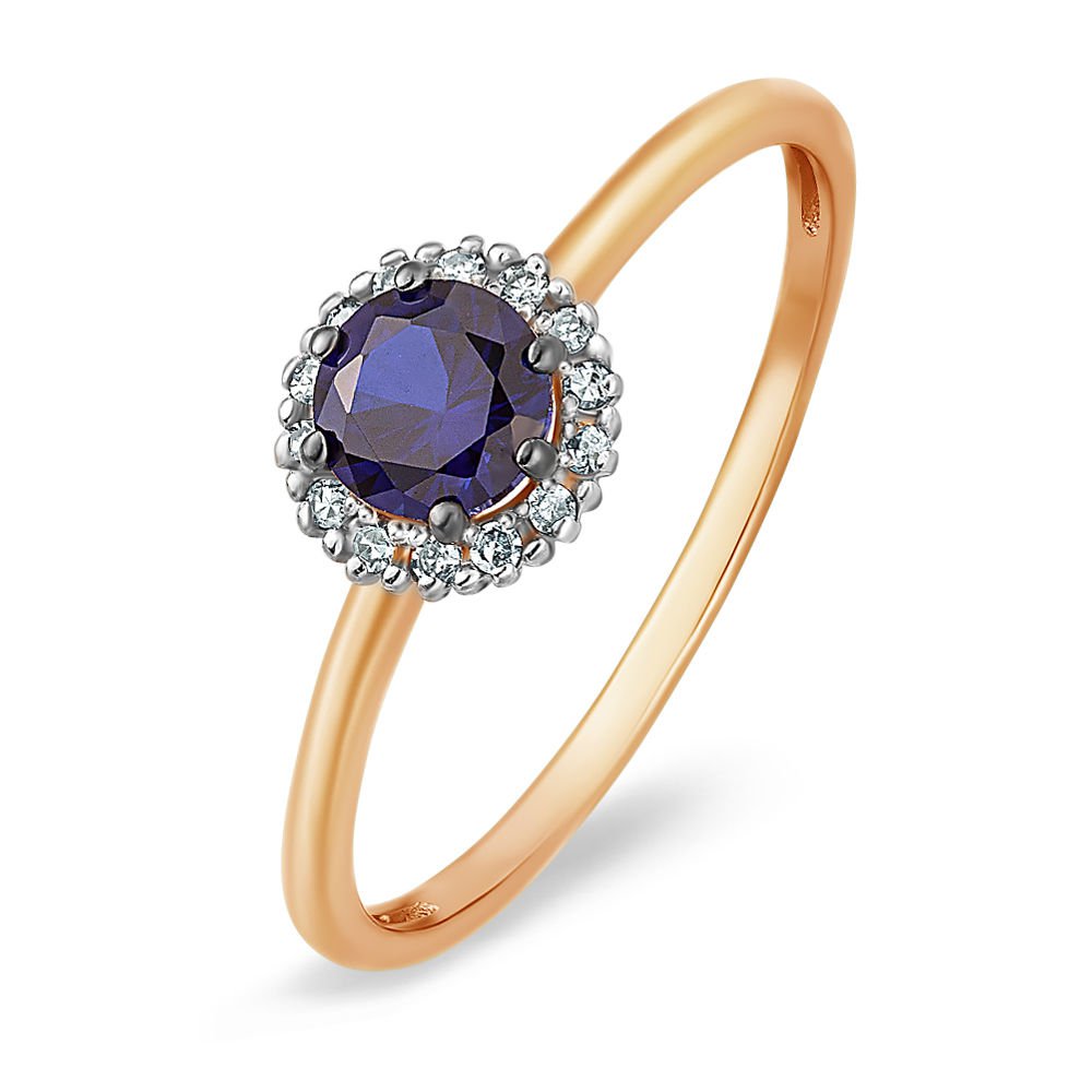 

Кольцо женское из красного золота с сапфиром, бриллиантом 585Gold 101008455, р, 101008455