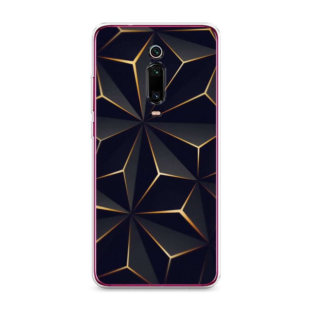 

Чехол на Xiaomi Redmi K20 "Черные полигоны", Золотистый;черный, 35650-3