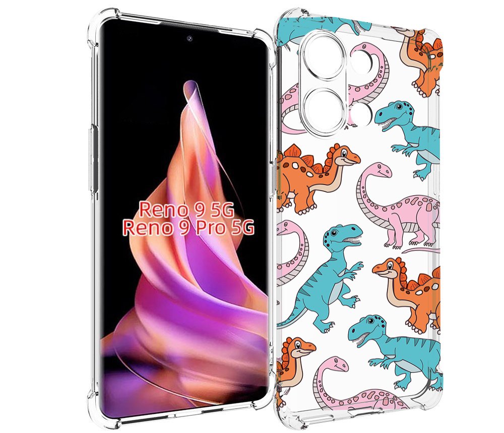 

Чехол MyPads разные-динозаврики для Oppo Reno 9/Reno 9 Pro, Прозрачный, Tocco