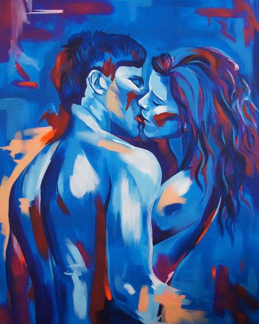 

Алмазная мозаика DVEKARTINKI Поцелуй и синем свете 40х50 на подрамнике, Поцелуй и синем свете