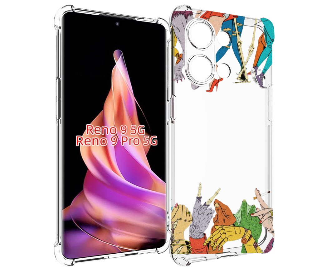 

Чехол MyPads разные персонажи пальчики для OPPO Reno 9 / Reno 9 Pro, Прозрачный, Tocco