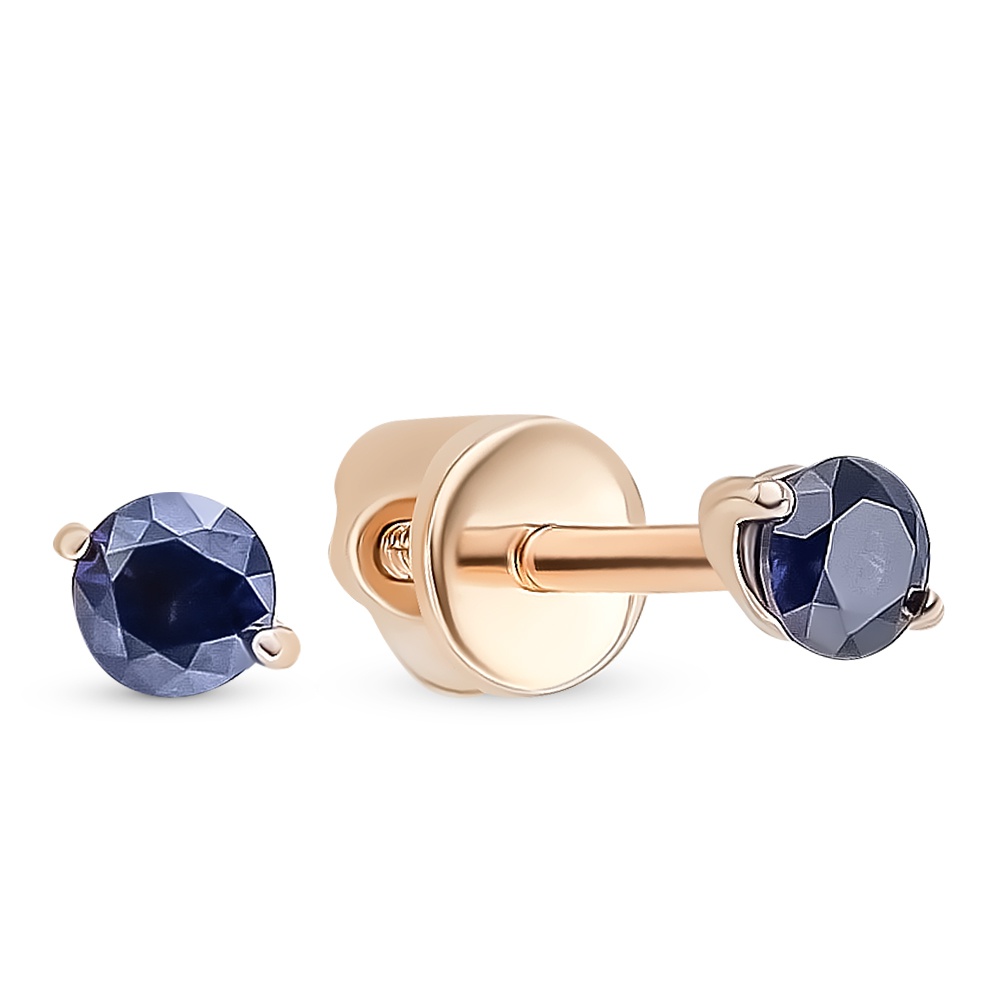 

Серьги пусеты из красного золота 585Gold 199000373, сапфир искусственный, 199000373