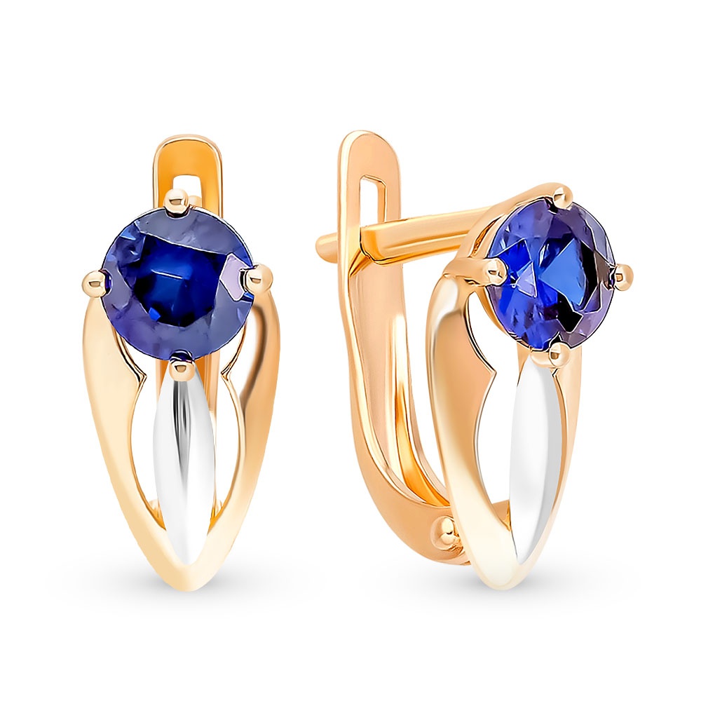

Серьги из красного золота 585Gold 199000211, сапфир искусственный, 199000211
