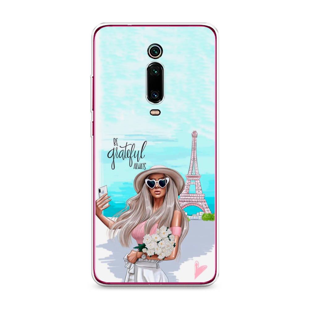 

Чехол на Xiaomi Redmi K20 "Селфи Париж", Голубой;бежевый, 35650-6