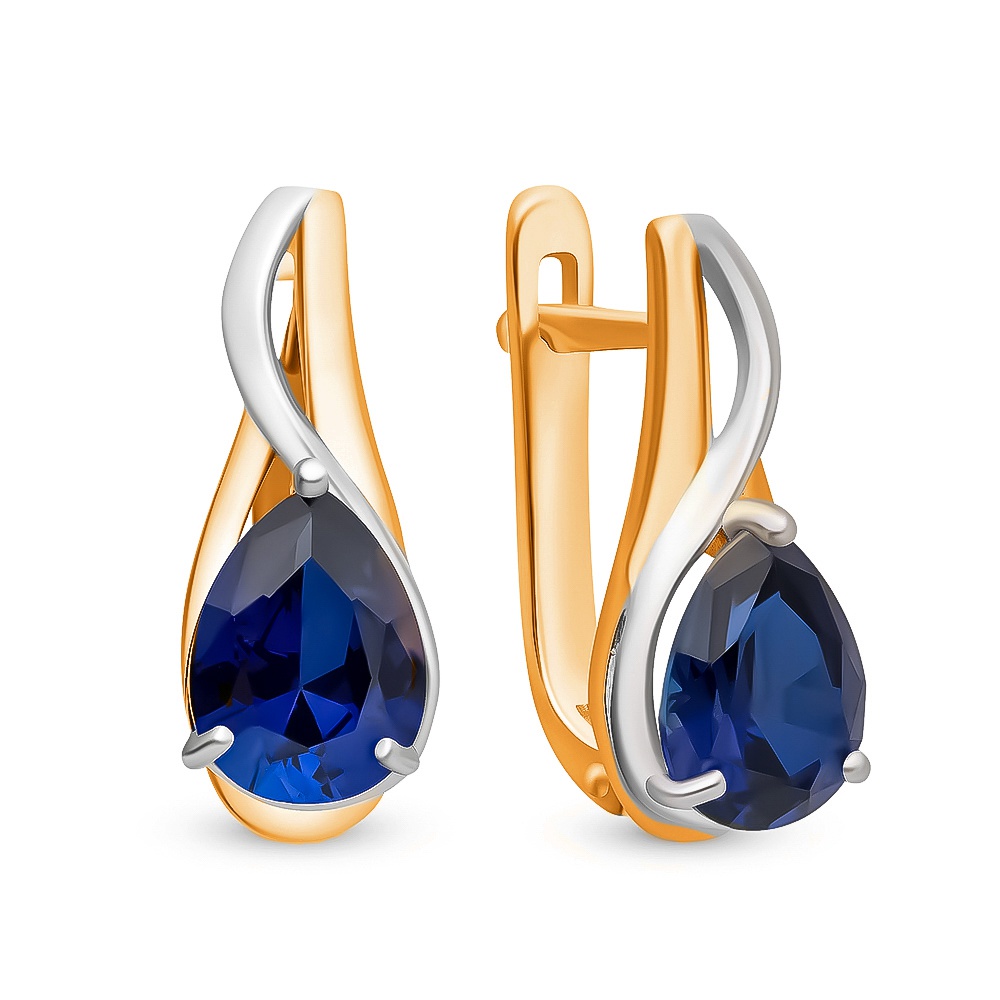 

Серьги из красного золота 585Gold 102006439, сапфир искусственный, 102006439