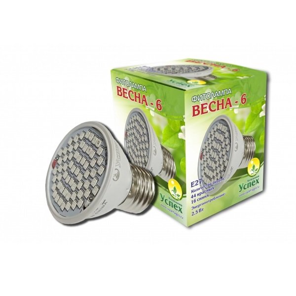 фото Фитолампа "весна-6 w", потребление 2.5 w, цоколь е27 гавриш