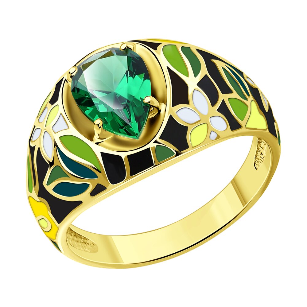 Кольцо из серебра с ситаллом/эмалью р. 19 Diamant 93-310-01767-1