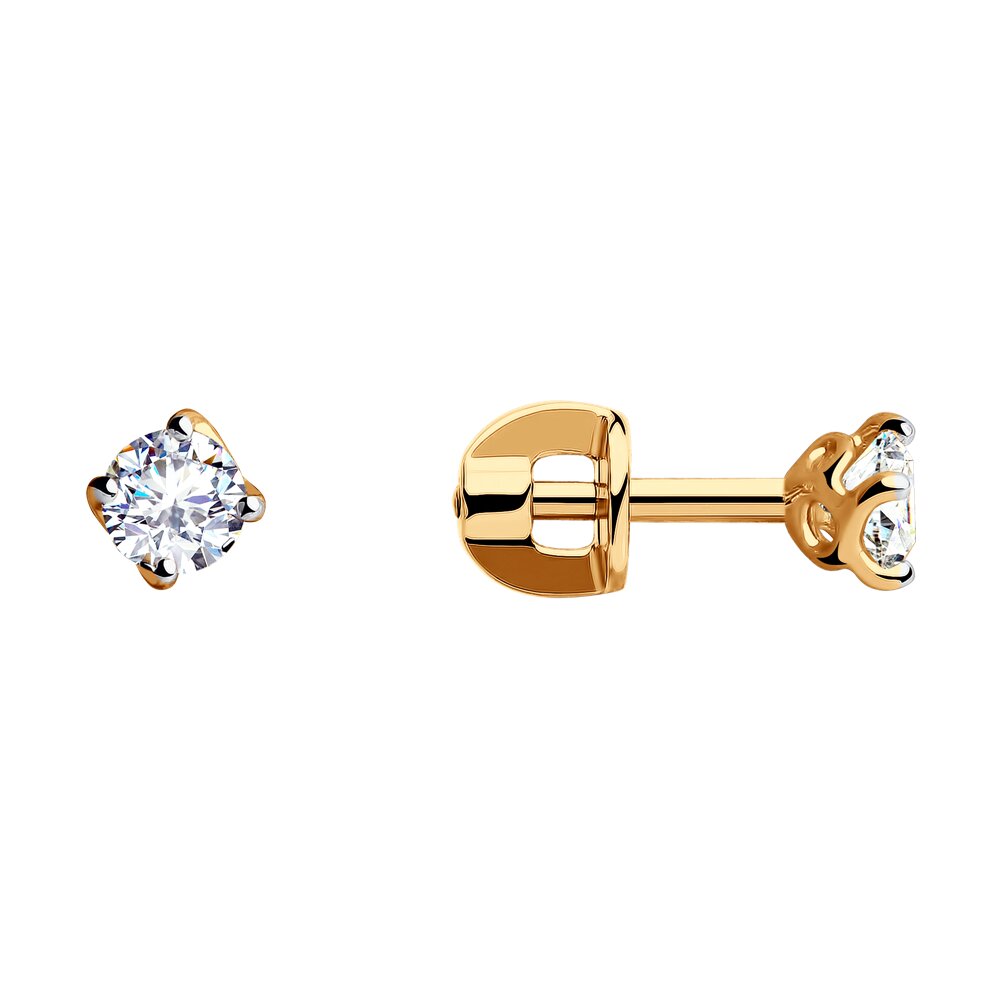 

Серьги-пусеты из красного золота с фианитом Diamant 31-122-00673-1, 31-122-00673-1