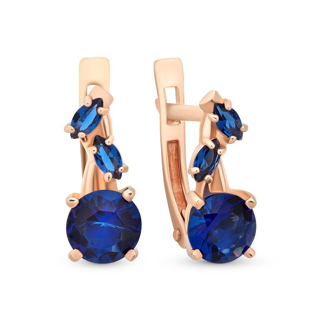 

Серьги из красного золота 585Gold 102007419, сапфир искусственный, 102007419