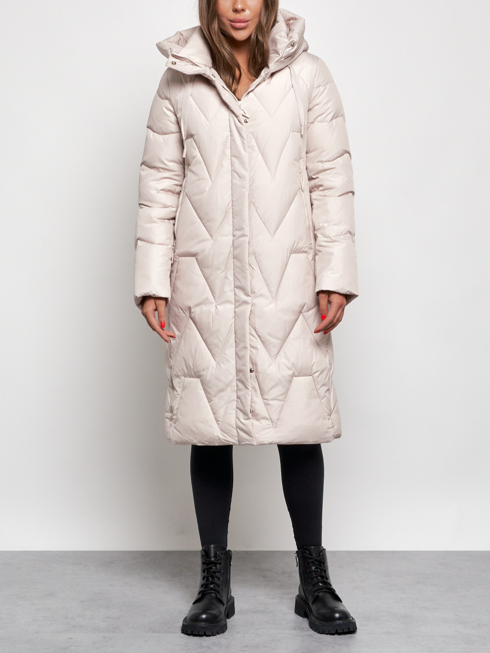 Пальто женское NoBrand AD586828 бежевое XL