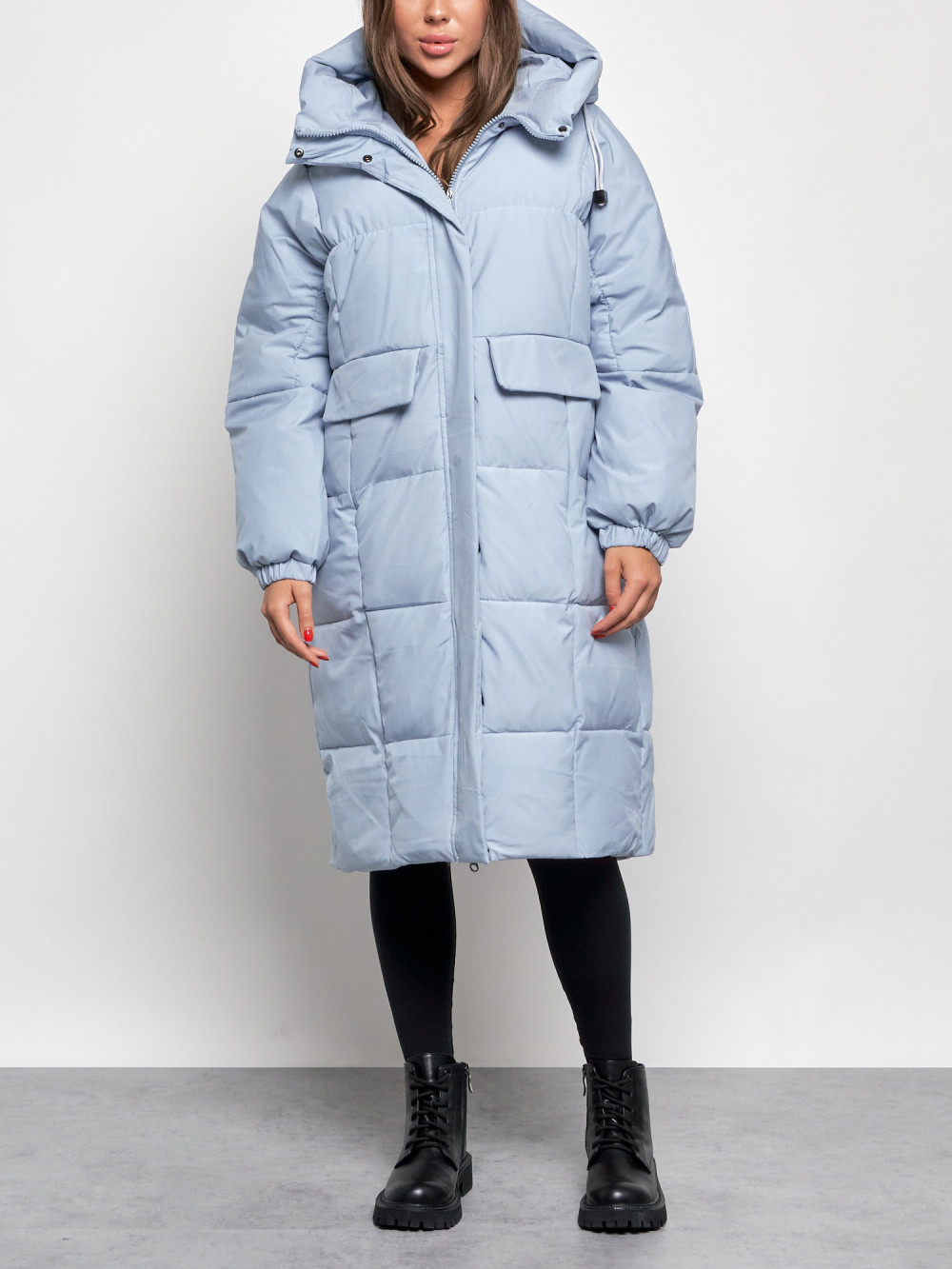 Пальто женское NoBrand AD52391 голубое XL