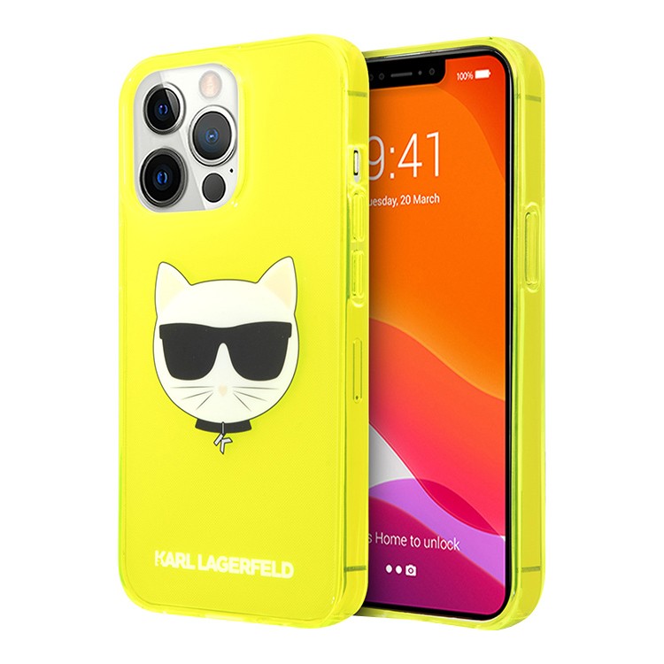 

Чехол Karl Lagerfeld Tpu Fluo Case Choupette's Head для iPhone 13 Pro, желтый, Tpu Fluo Case Choupette's Head