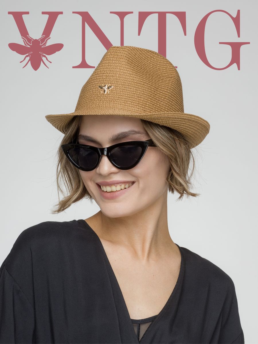 Шляпа женская vintage+ 210LВБ коричневая, р.56-59