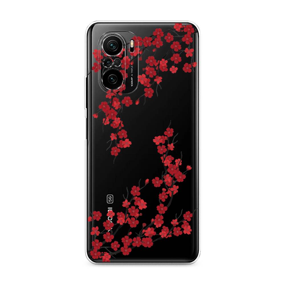 

Чехол на Xiaomi Poco F3 "Красная сакура", Красный;черный, 312650-2