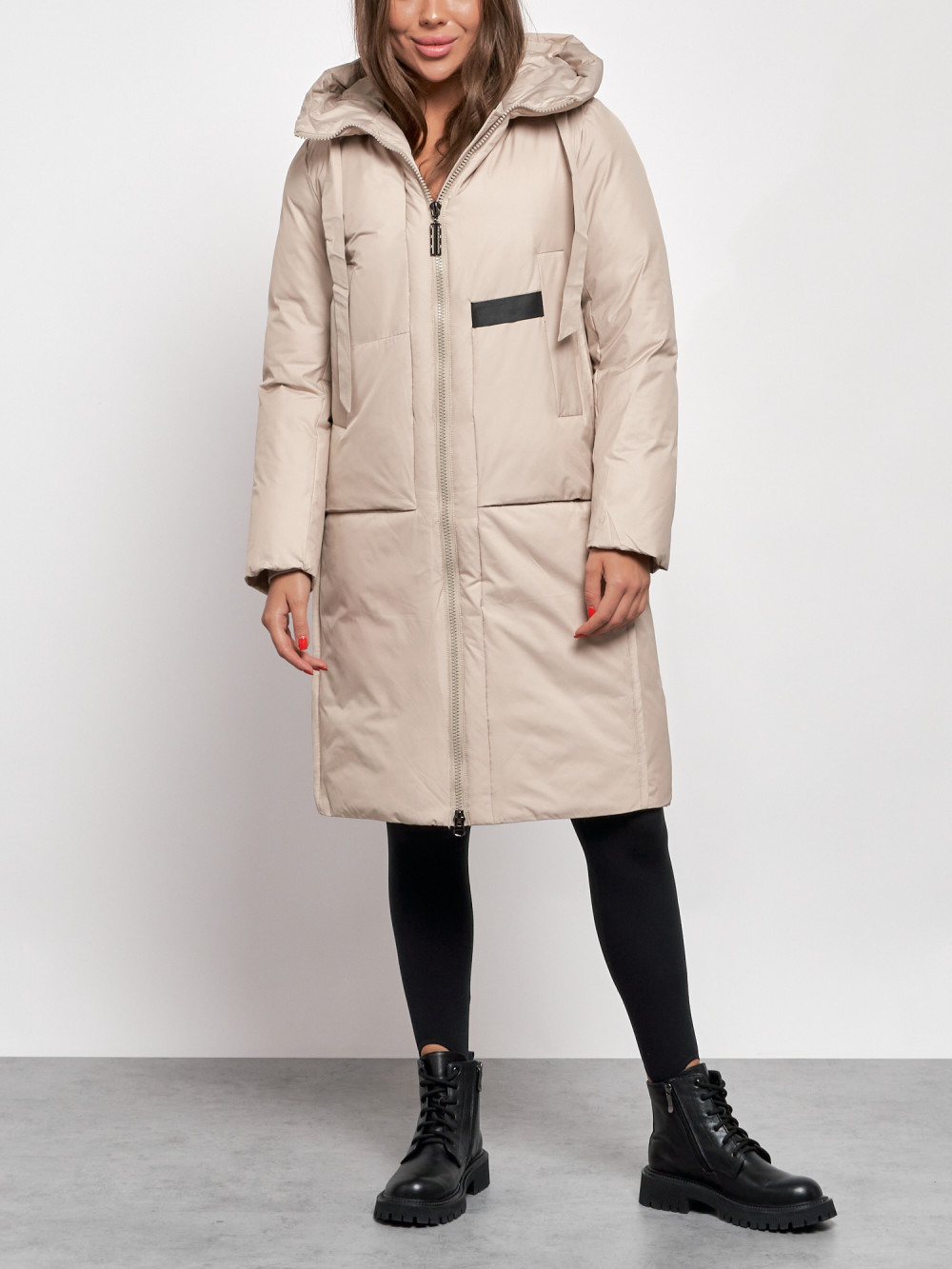 Пальто женское NoBrand AD52359 бежевое XL