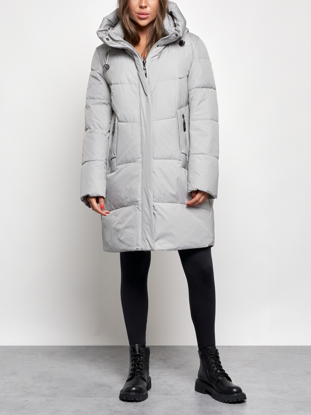 

Пальто женское NoBrand AD52363 серое XL, Серый, AD52363