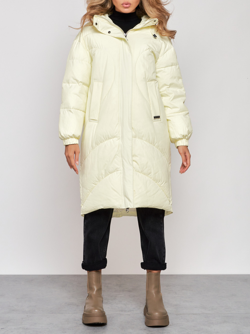 Пальто женское NoBrand AD52323 бежевое XL
