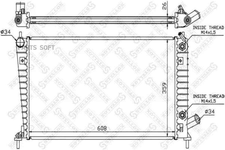 

STELLOX 10-26659-SX_радиатор системы охлаждения! АКПП\ Saab 9-5 2.0T/2.3T 16V 97-00 1шт