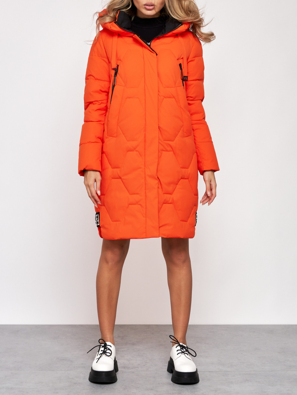 Пальто женское NoBrand AD589899 оранжевое XL