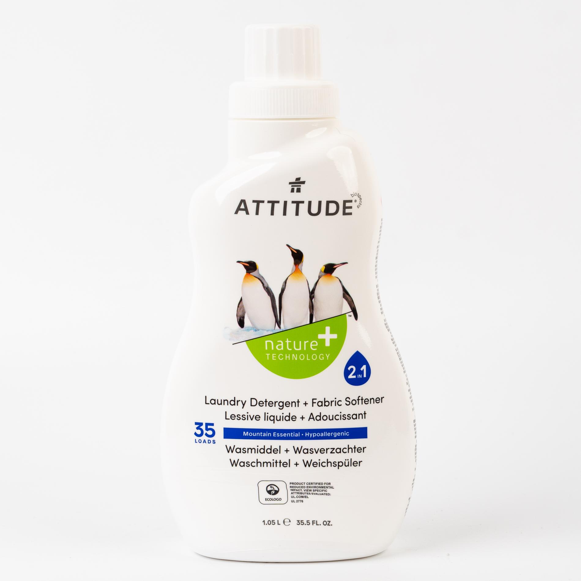 фото Гель для стирки attitude 2 в 1 mountain essential, универсальное средство 1.05 л