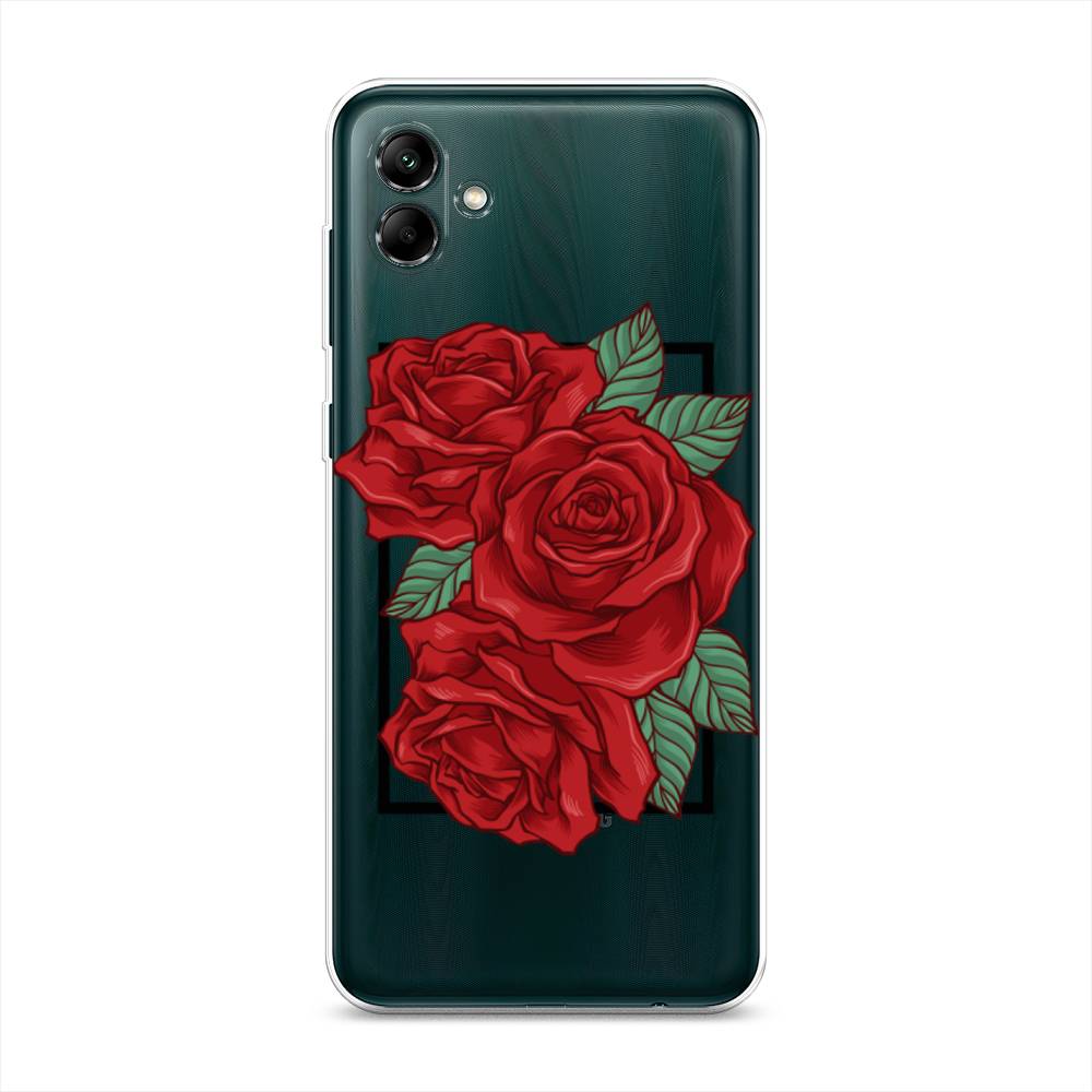 

Чехол на Samsung Galaxy A04 "Три алые розы", Красный, 2107050-2