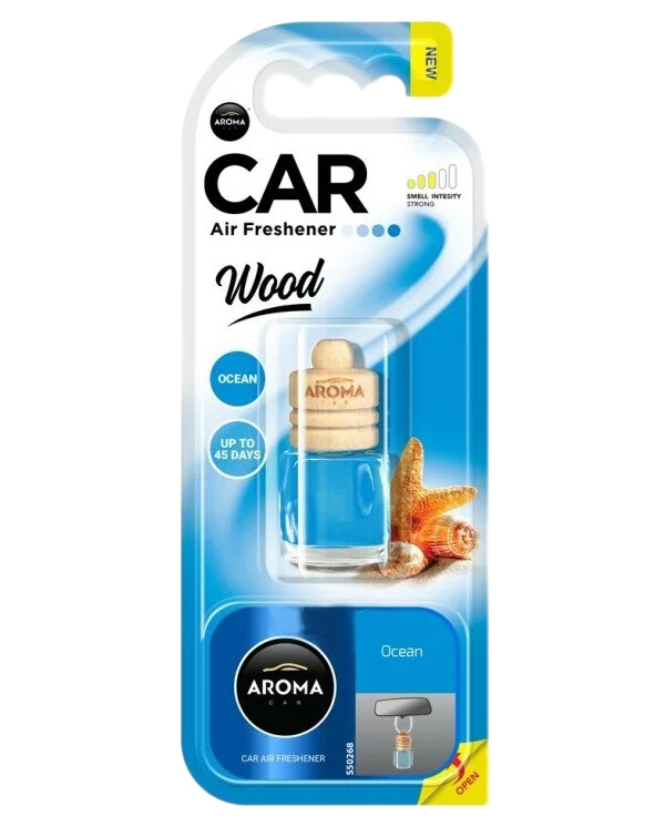 

Ароматизатор воздуха автомобильный Aroma 63109 Car Wood, Океан, 6мл., Голубой