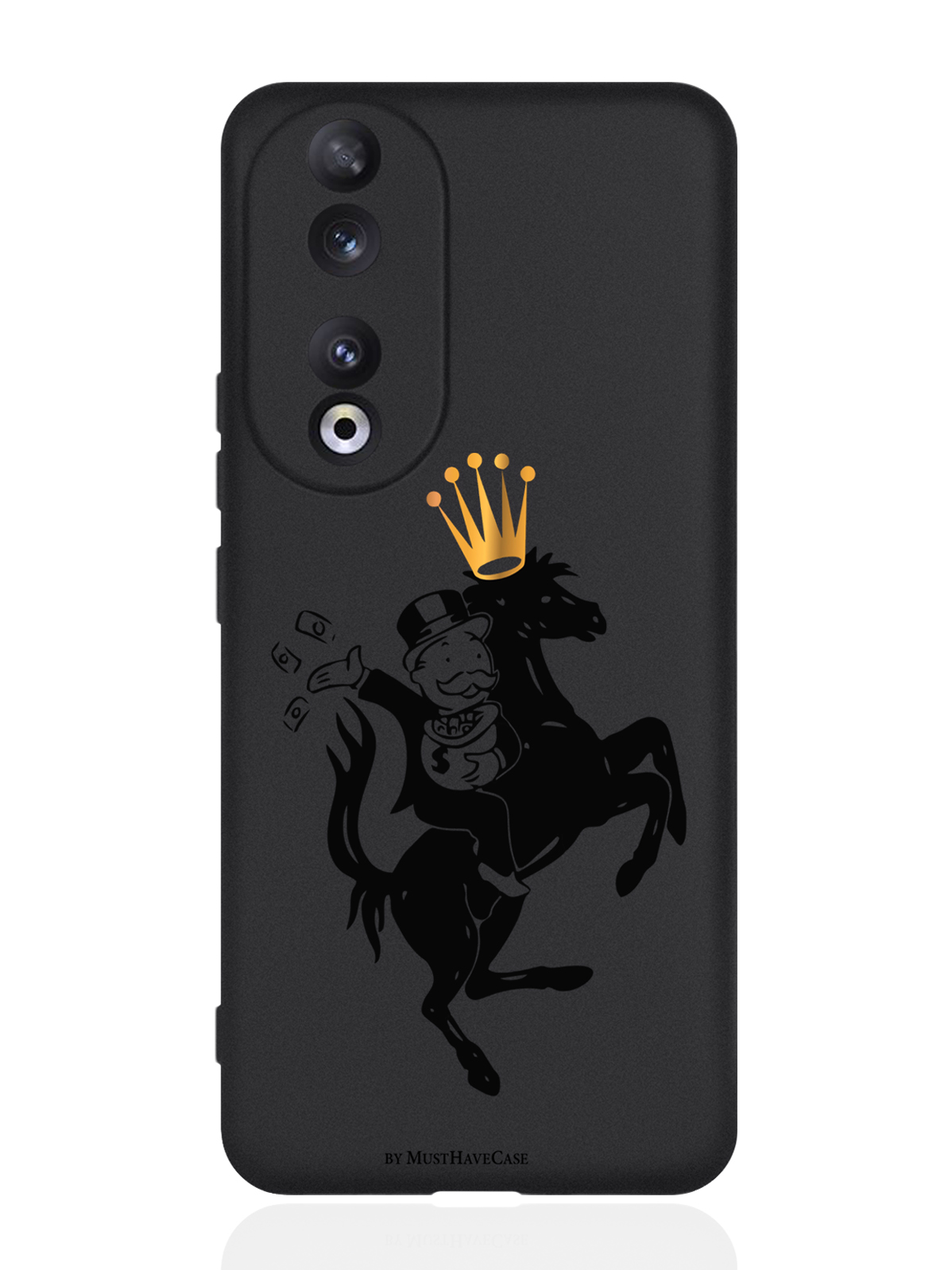 

Чехол для Honor 90 Pro Monopoly на коне черный, Черный;золотой