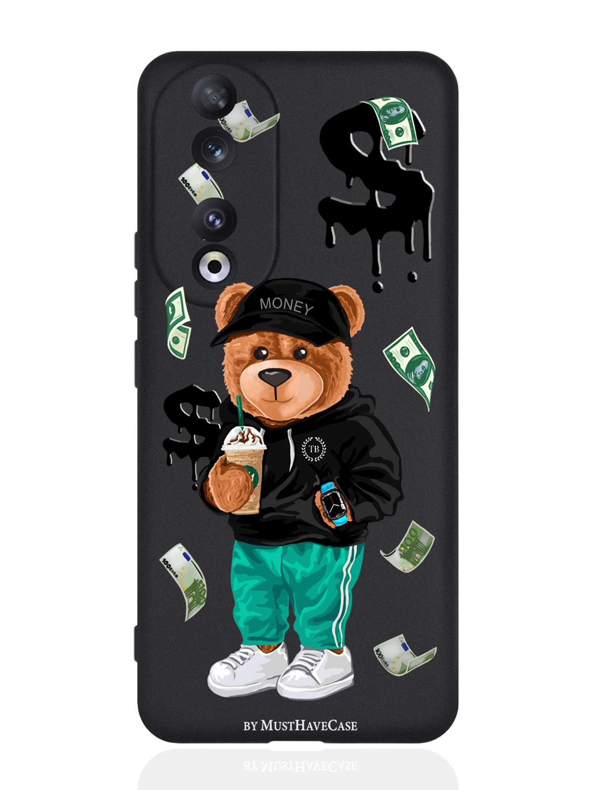 

Чехол для Honor 90 Pro Tony Bear, Черный;зеленый;коричневый
