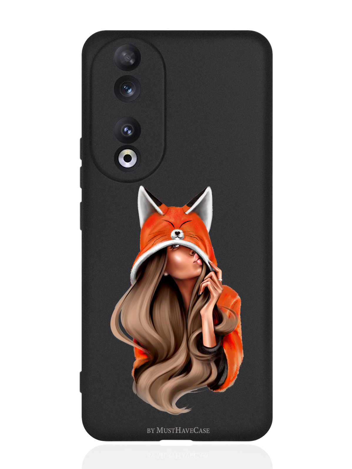 

Чехол для Honor 90 Pro Foxy Girl, Оранжевый;черный