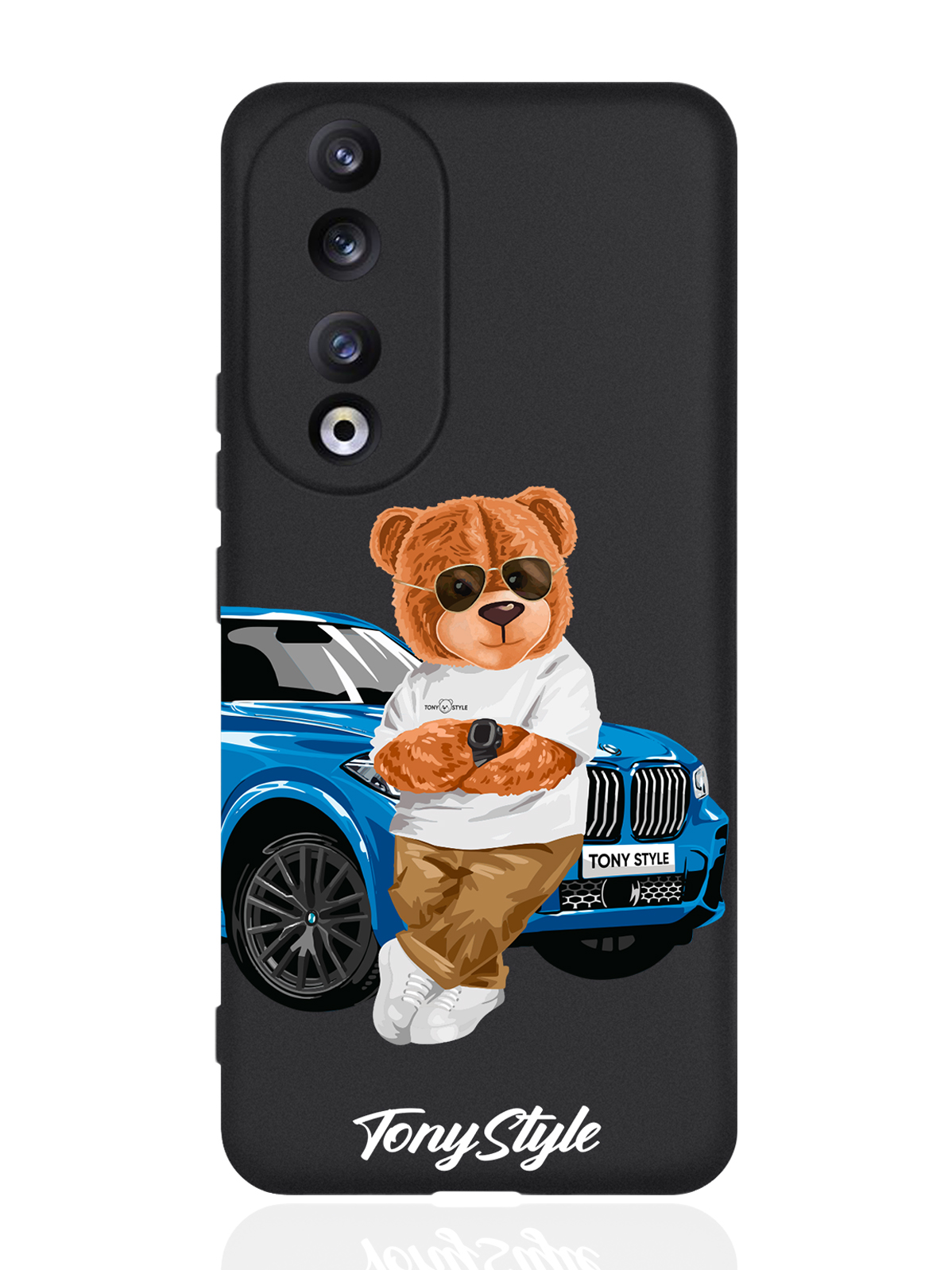 

Чехол для Honor 90 Tony Style с машиной черный, Голубой;коричневый;белый