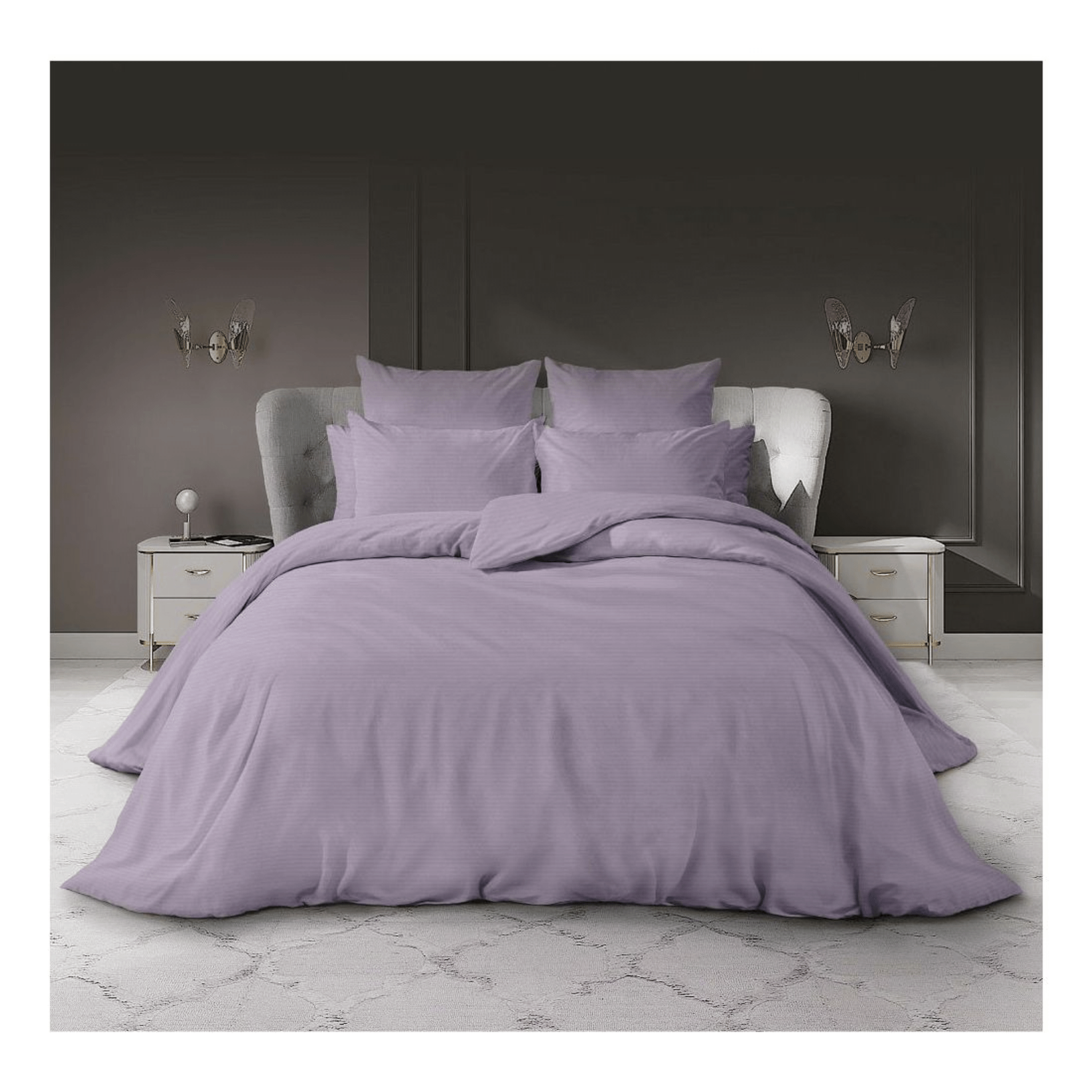 Комплект постельного белья Home & Style Aura двуспальный страйп-сатин 50 х 70 см