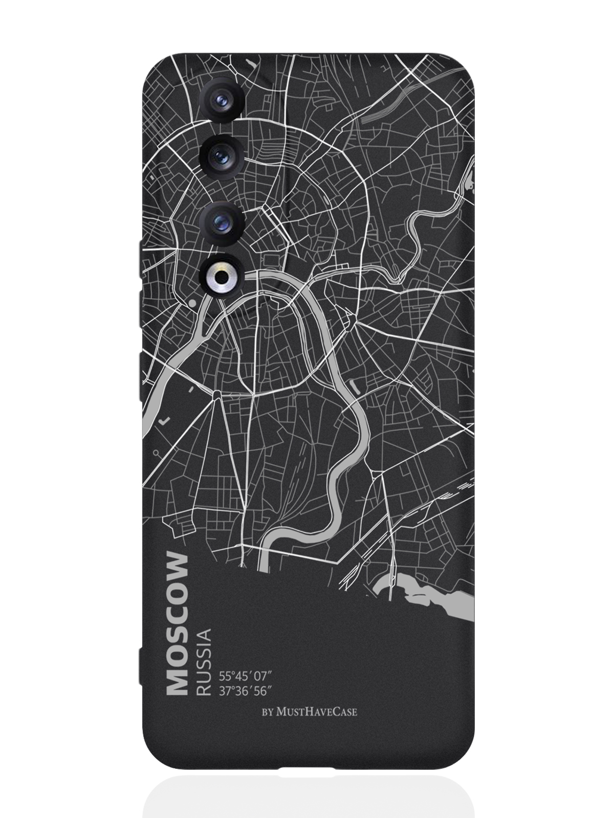 

Чехол для Honor 90 Карта Москвы черный, Серый;черный
