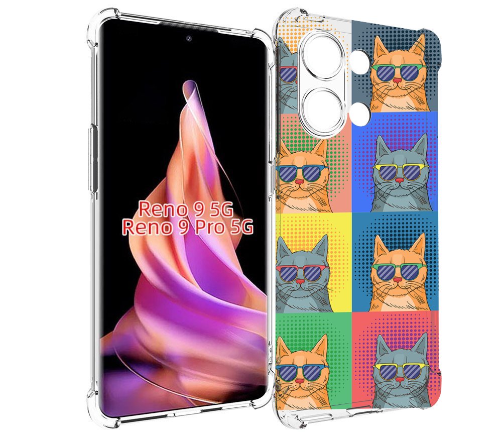 

Чехол MyPads разноцветные-коты для Oppo Reno 9/Reno 9 Pro, Прозрачный, Tocco