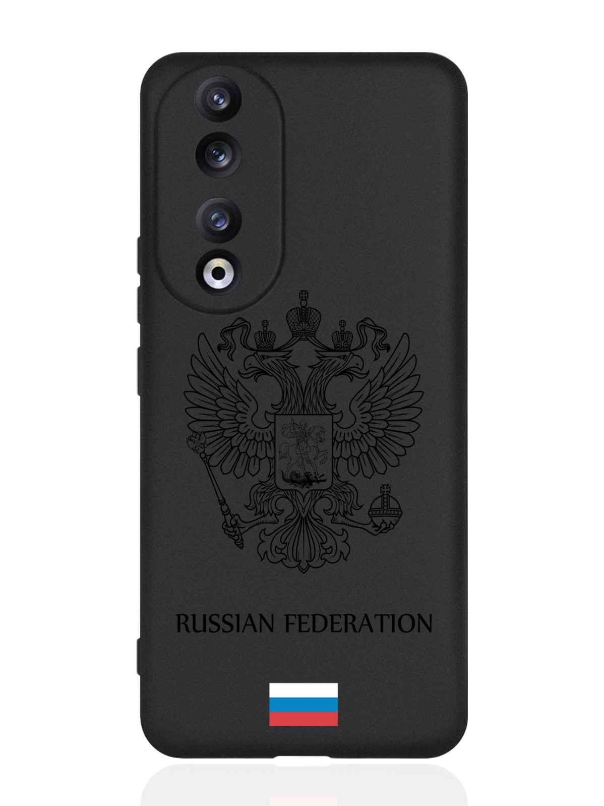 

Чехол для Honor 90 Черный лаковый Герб Россия черный