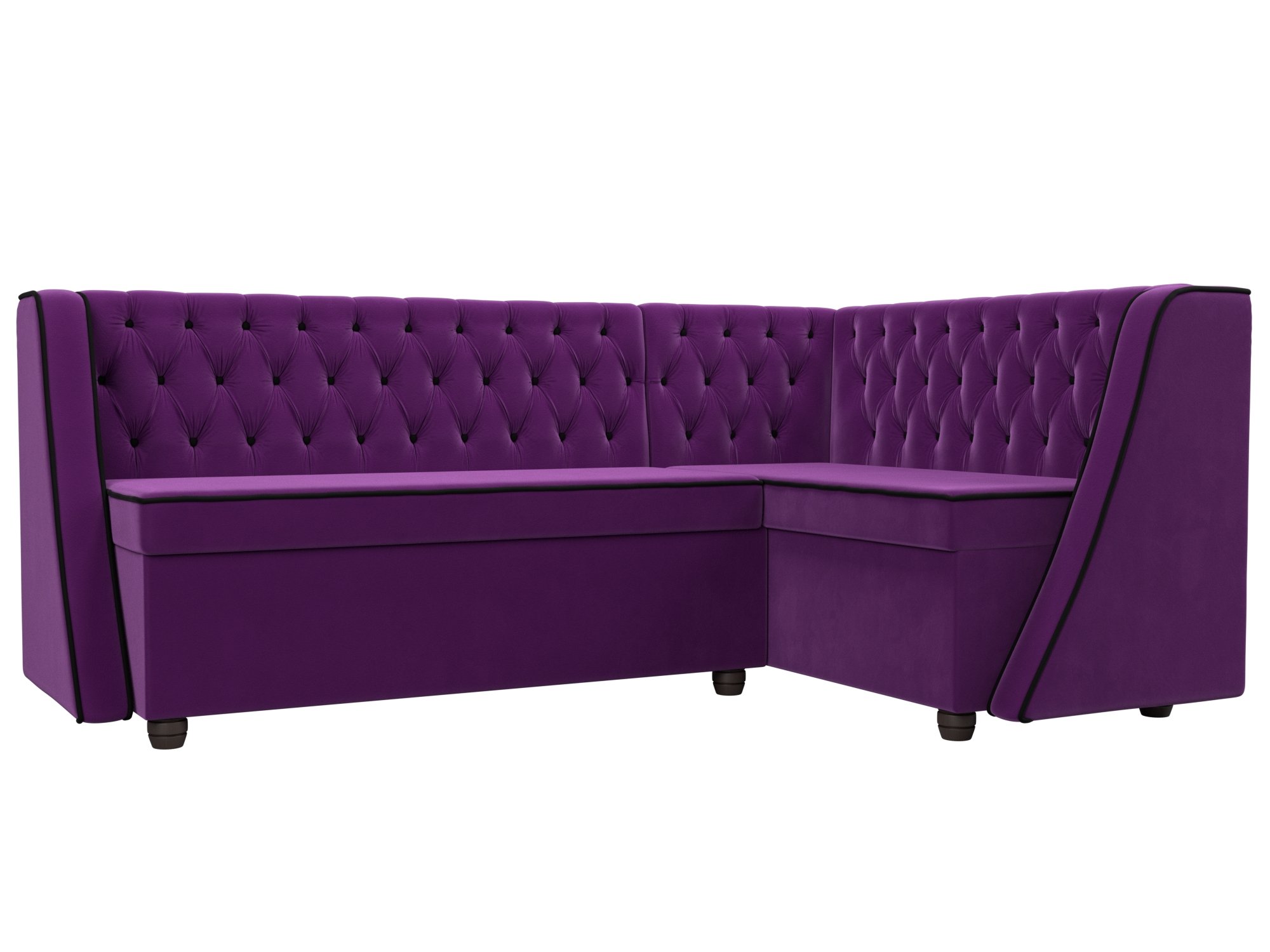 фото Кухонный угловой диван лига диванов лофт правый угол фиолетовый/черный (микровельвет)