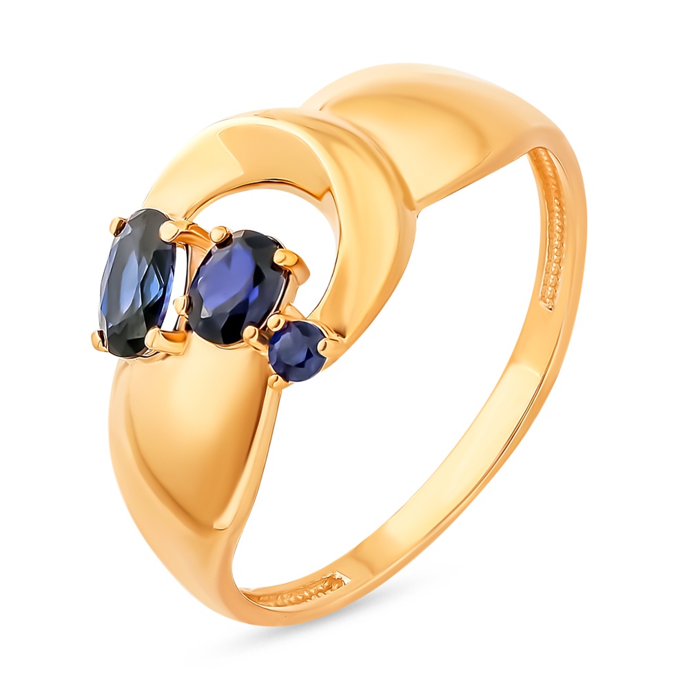 

Кольцо из золота р.  585Gold 199000303, сапфир искусственный, 199000303