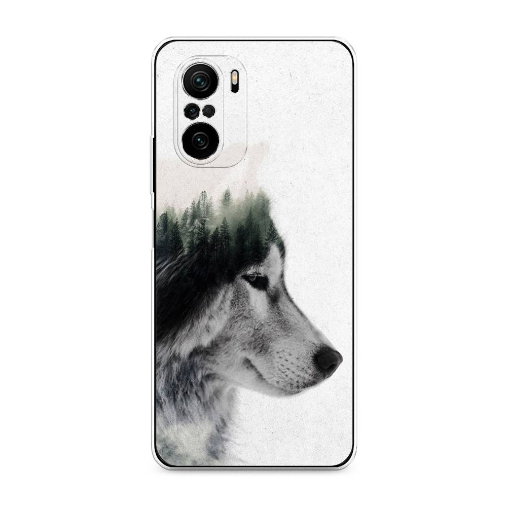 

Чехол на Xiaomi Poco F3 "Волк лес", Серый;белый, 312650-1