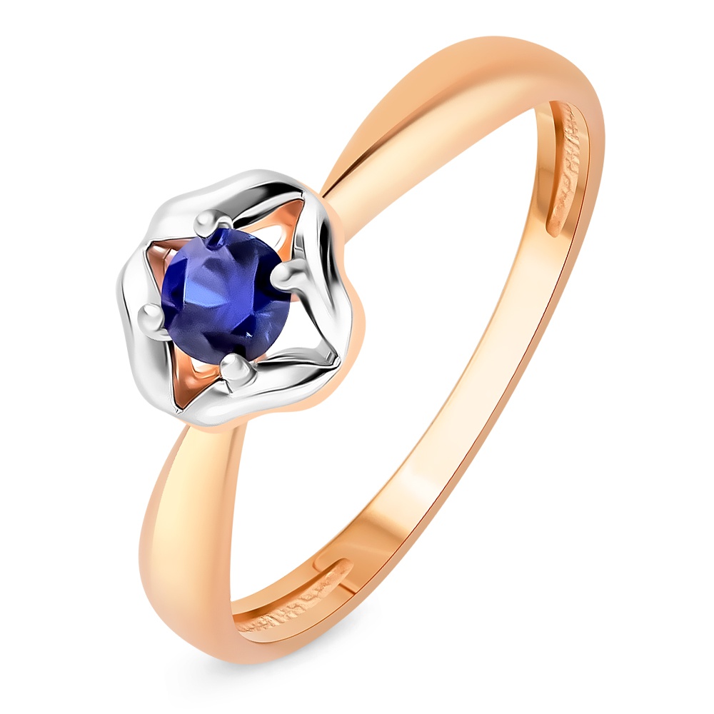 

Кольцо из красного золота р.  585Gold 101013735, сапфир искусственный, 101013735