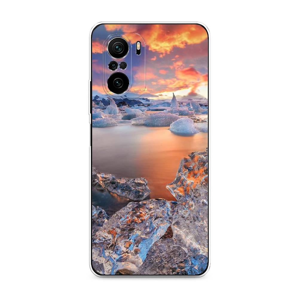 

Чехол на Xiaomi Poco F3 "Ледники", Синий;оранжевый, 312650-2