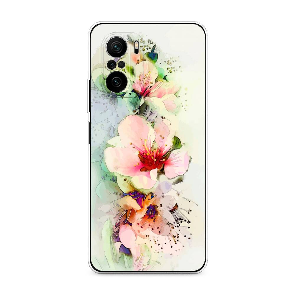 

Чехол на Xiaomi Poco F3 "Нежные цветы", Зеленый;розовый, 312650-2